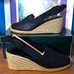 Elegant Lauren Ralph Lauren New Black Wedge Espadrilles Size 10